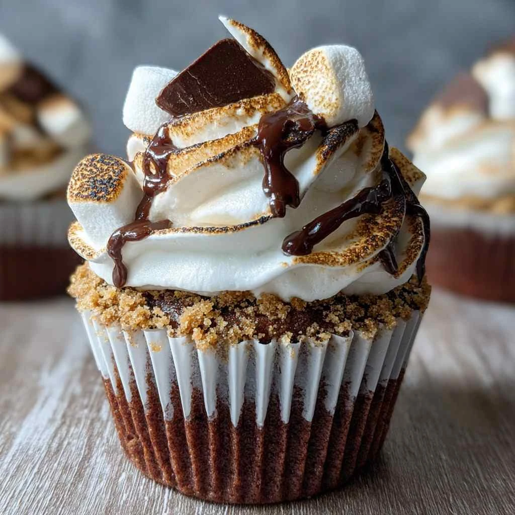 Smores Chocolate Marshmallow Cupcakes