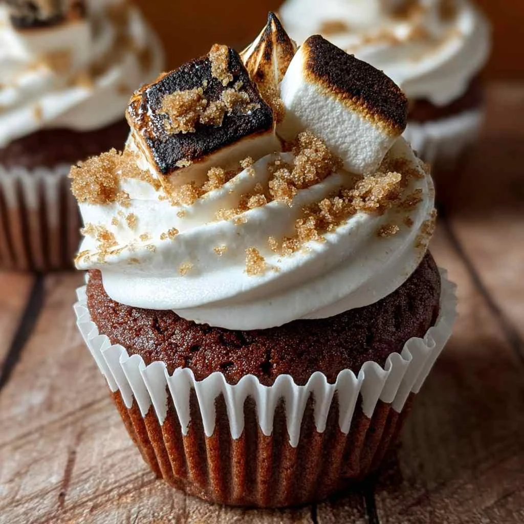 Smores Chocolate Marshmallow Cupcakes