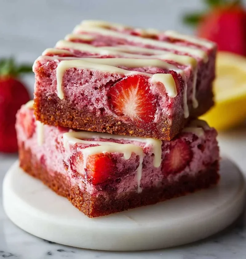 Strawberry Brownies Lemon Glaze