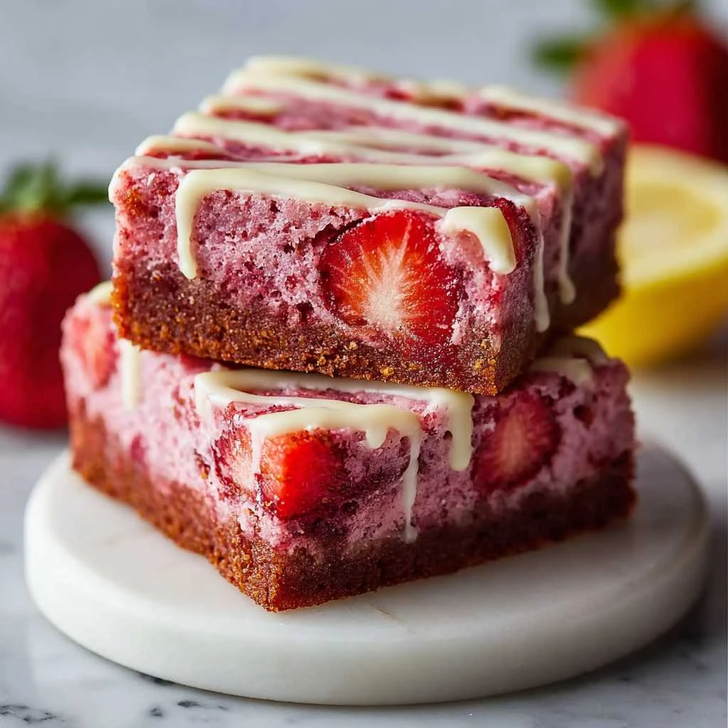 Strawberry Brownies Lemon Glaze