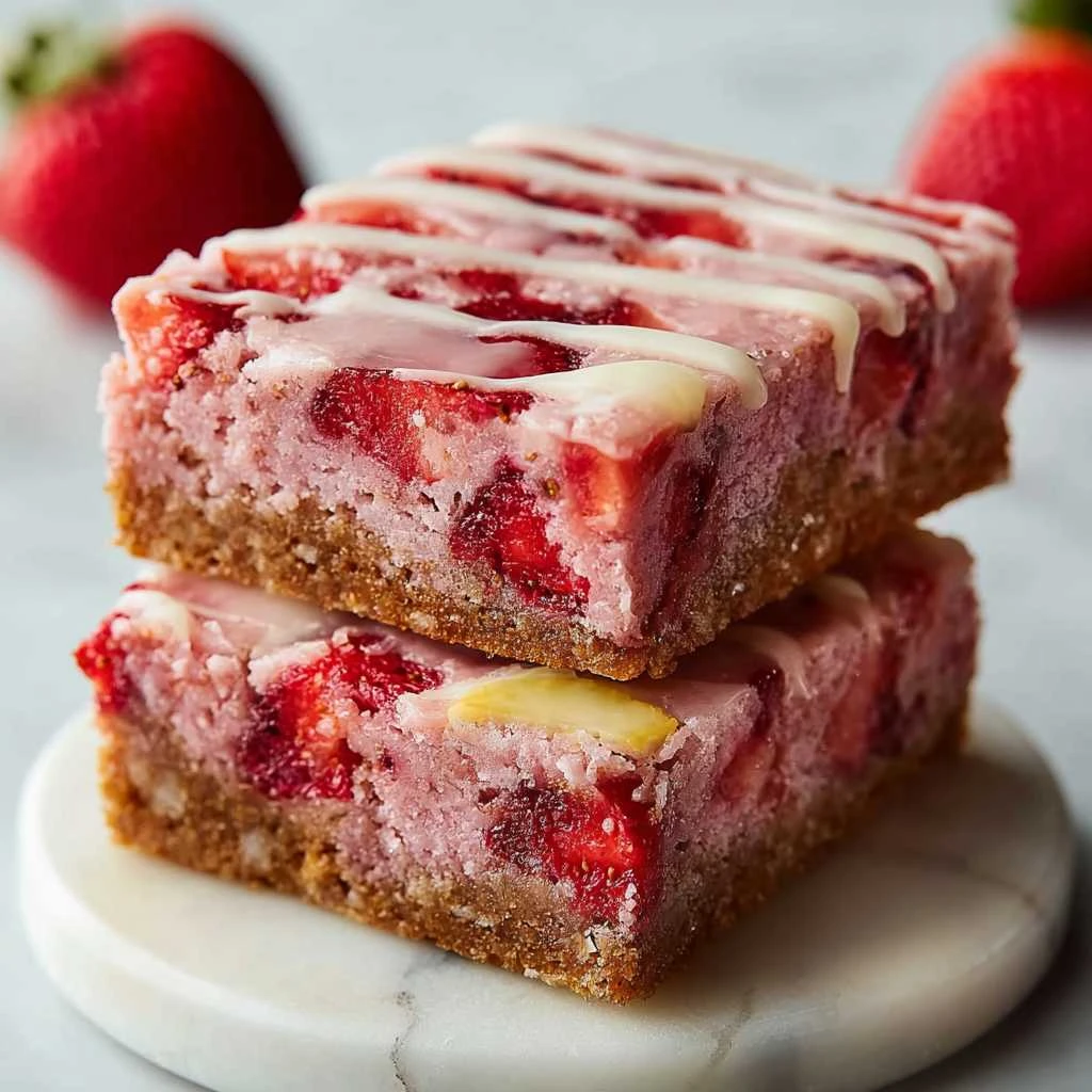 Strawberry Brownies Lemon Glaze