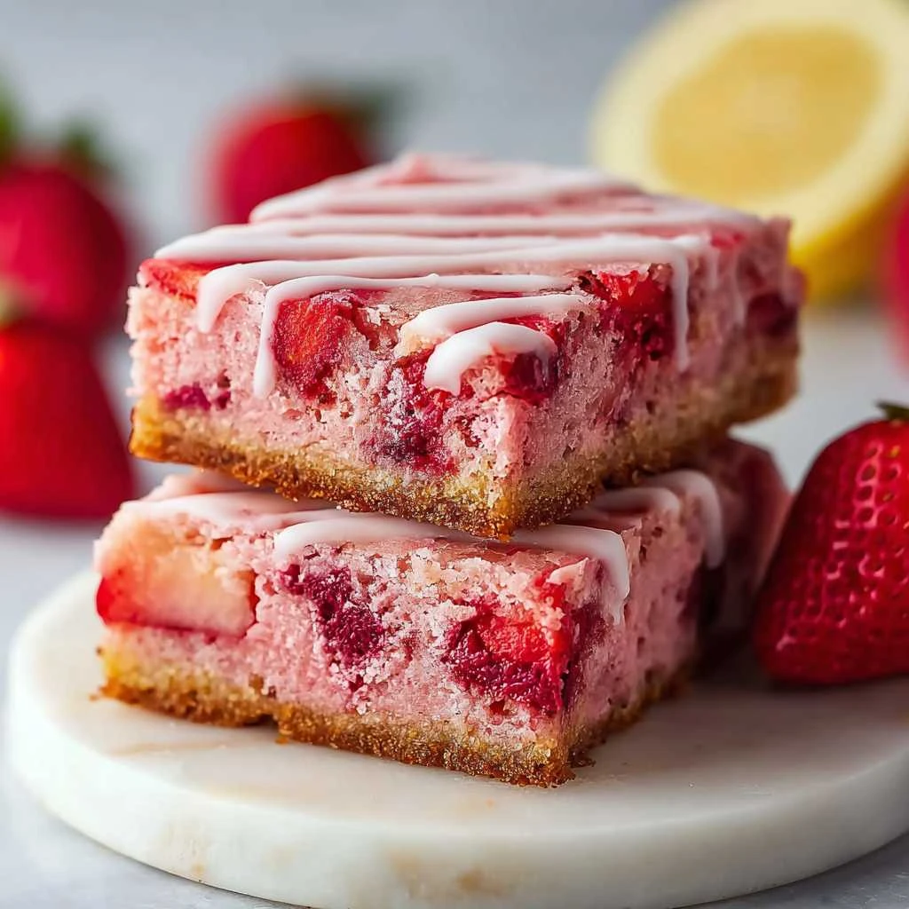 Strawberry Brownies Lemon Glaze