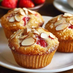 Strawberry Muffins With Candied Almonds for Delicious Mornings