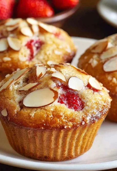 Strawberry Muffins Candied Almonds Delicious Mornings