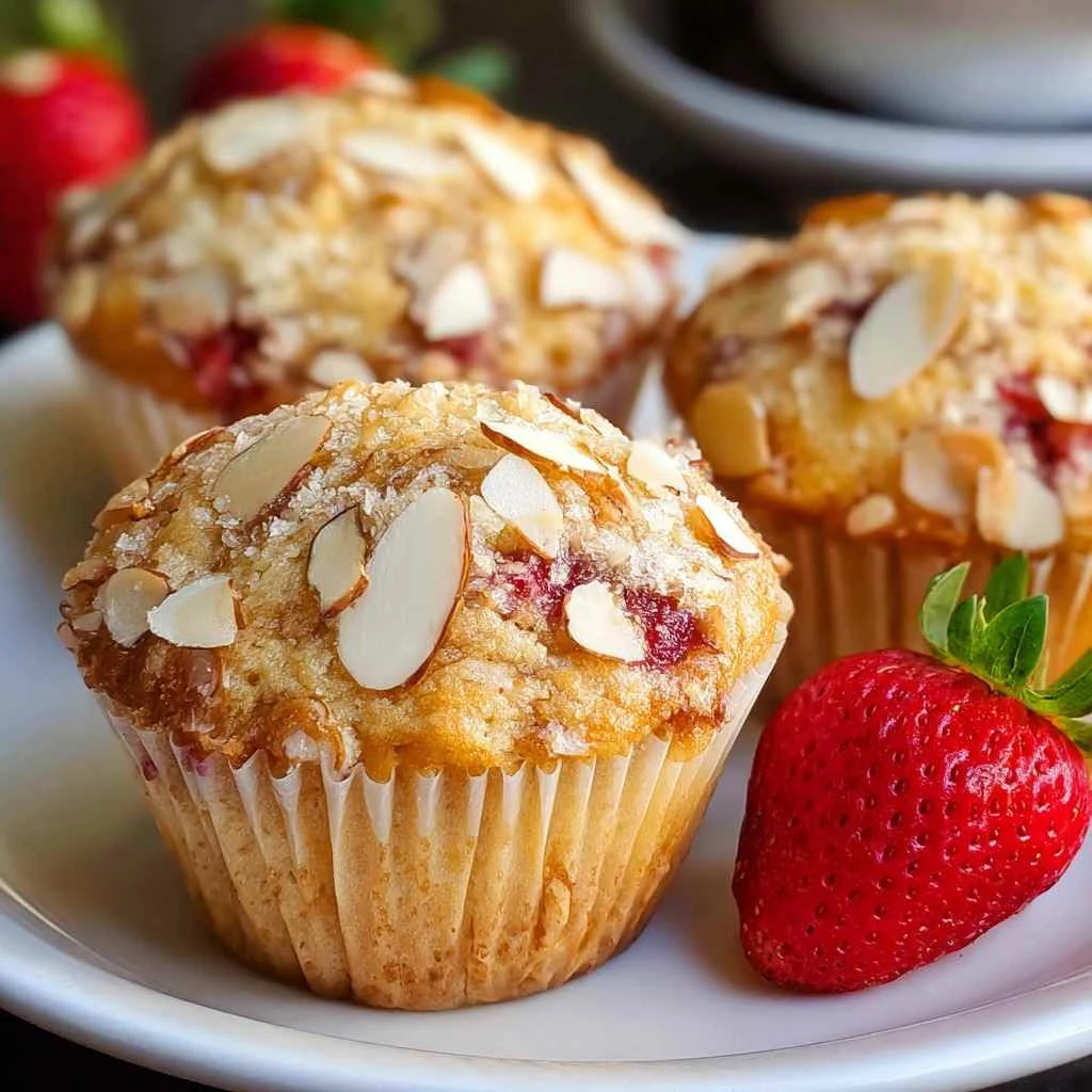 Strawberry Muffins Candied Almonds Delicious Mornings