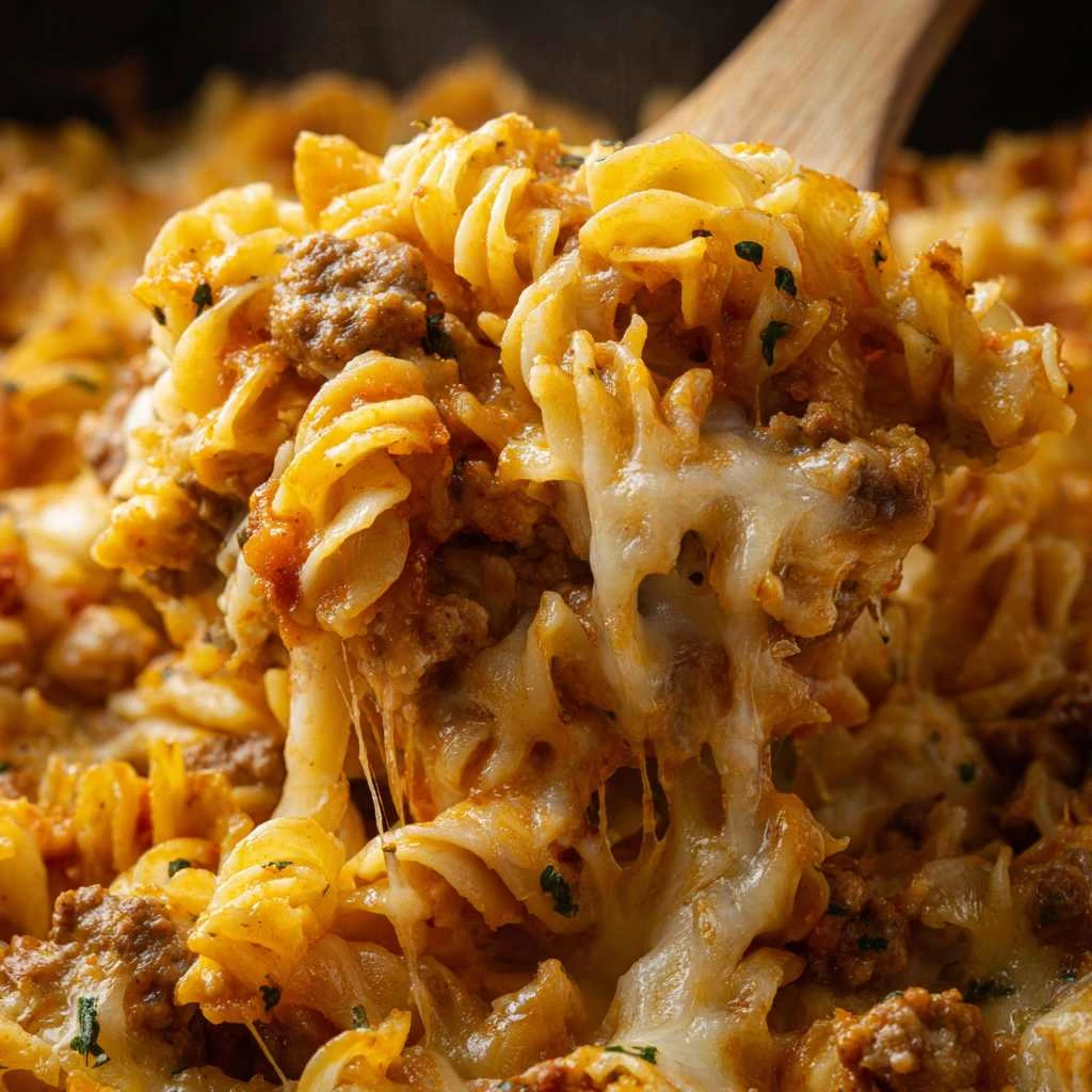 Cheesy Ground Turkey Egg Noodle Casserole