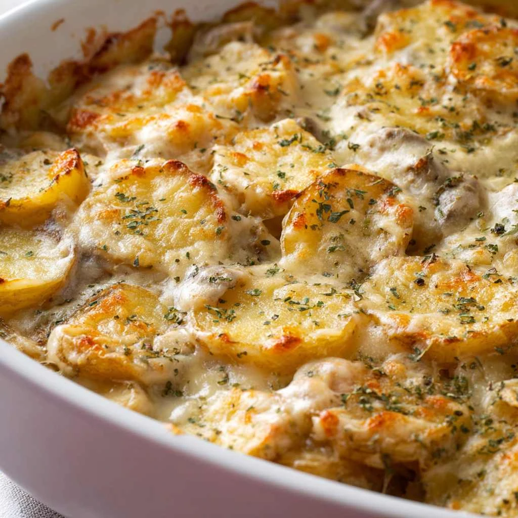 Chicken Alfredo Casserole with Fingerling Potatoes