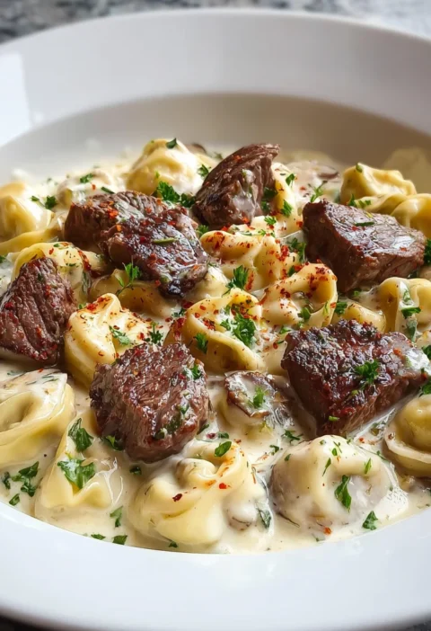Cracked Garlic Steak Tortellini Creamhouse Sauce Bliss
