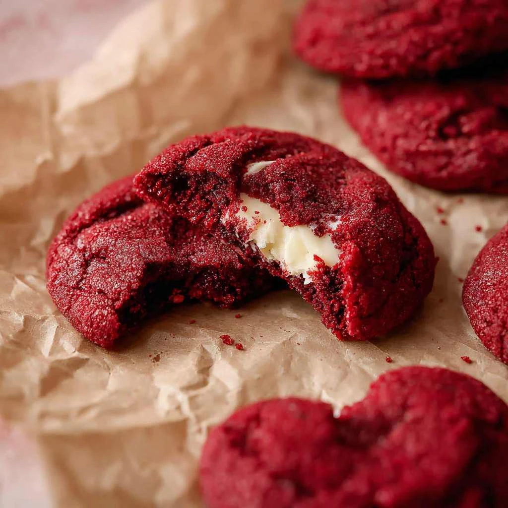 Cream Cheese Stuffed Red Velvet Cookies [Heart Shaped]