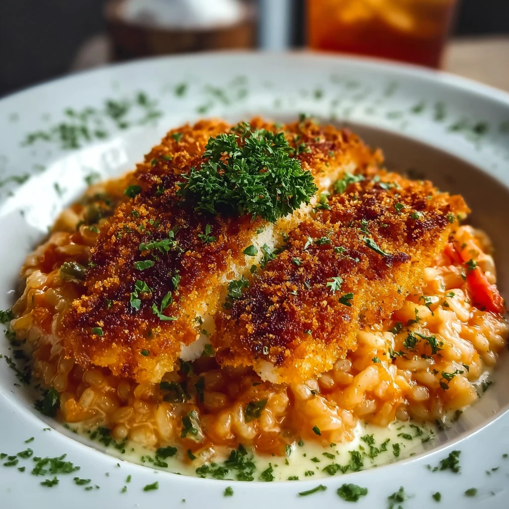 Creamy Tomato Risotto with Crispy Garlic Crumbs