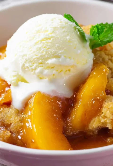 Crockpot Peach Cobbler