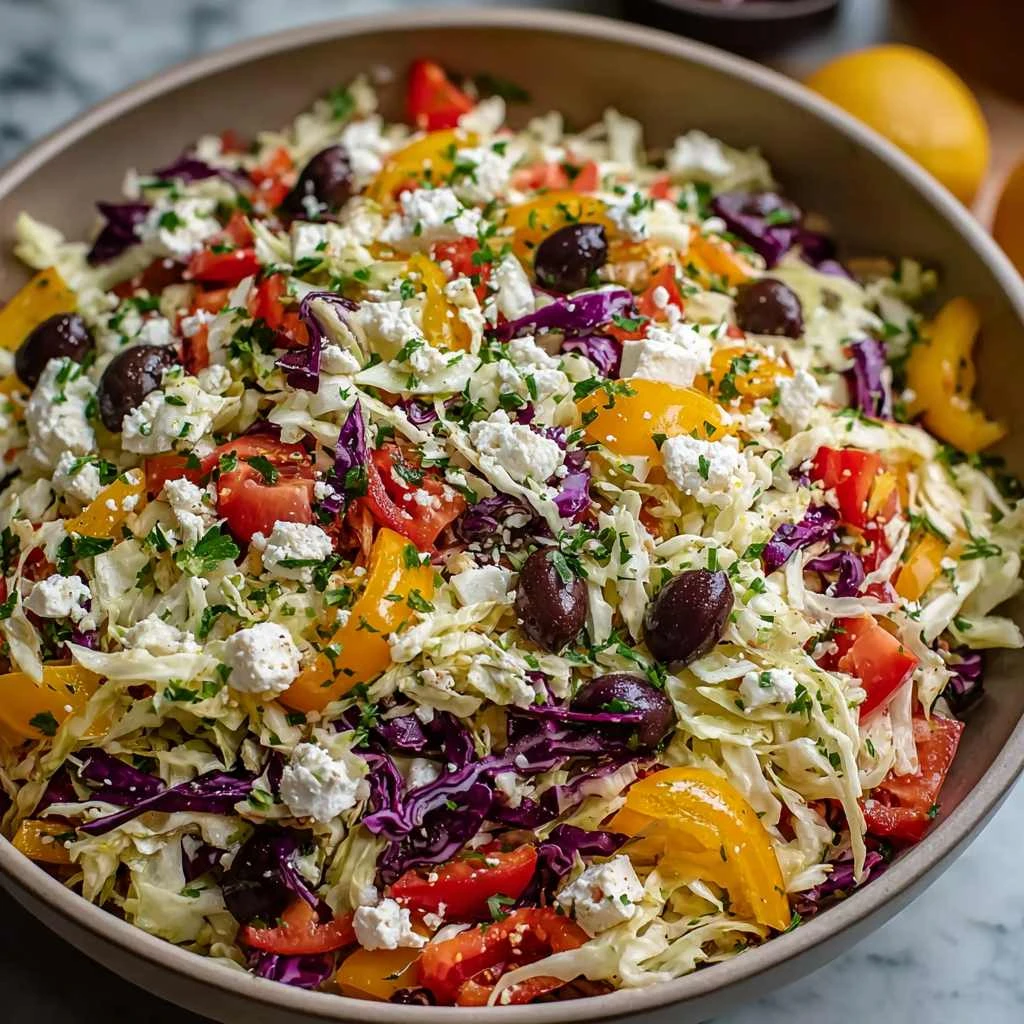 Easy Fresh Mediterranean Coleslaw with Feta
