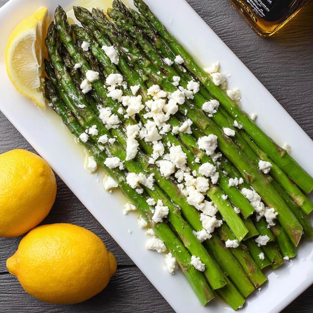 Garlic Lemon Grilled Asparagus Feta Cheese