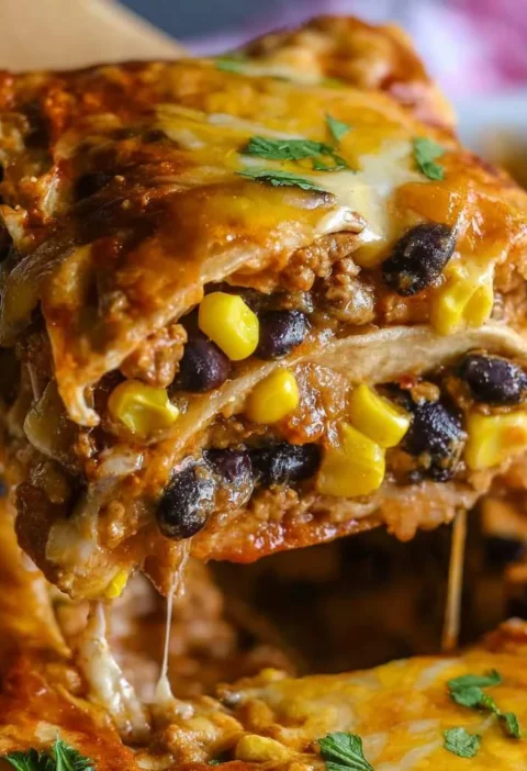 Loaded Ground Chicken Enchilada Casserole