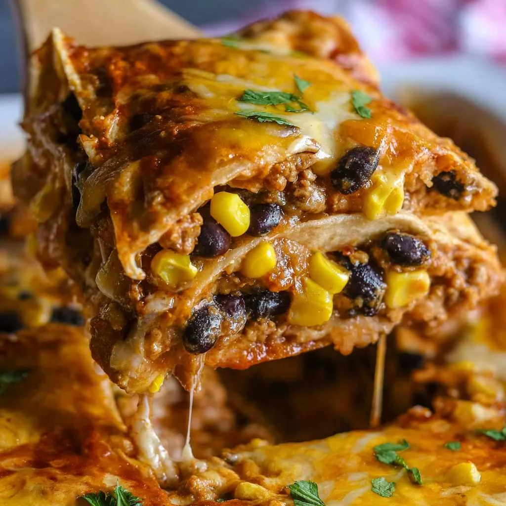 Loaded Ground Chicken Enchilada Casserole