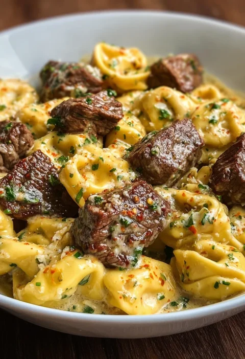 Onepan Cowboy Butter Tortellini Steak Bites