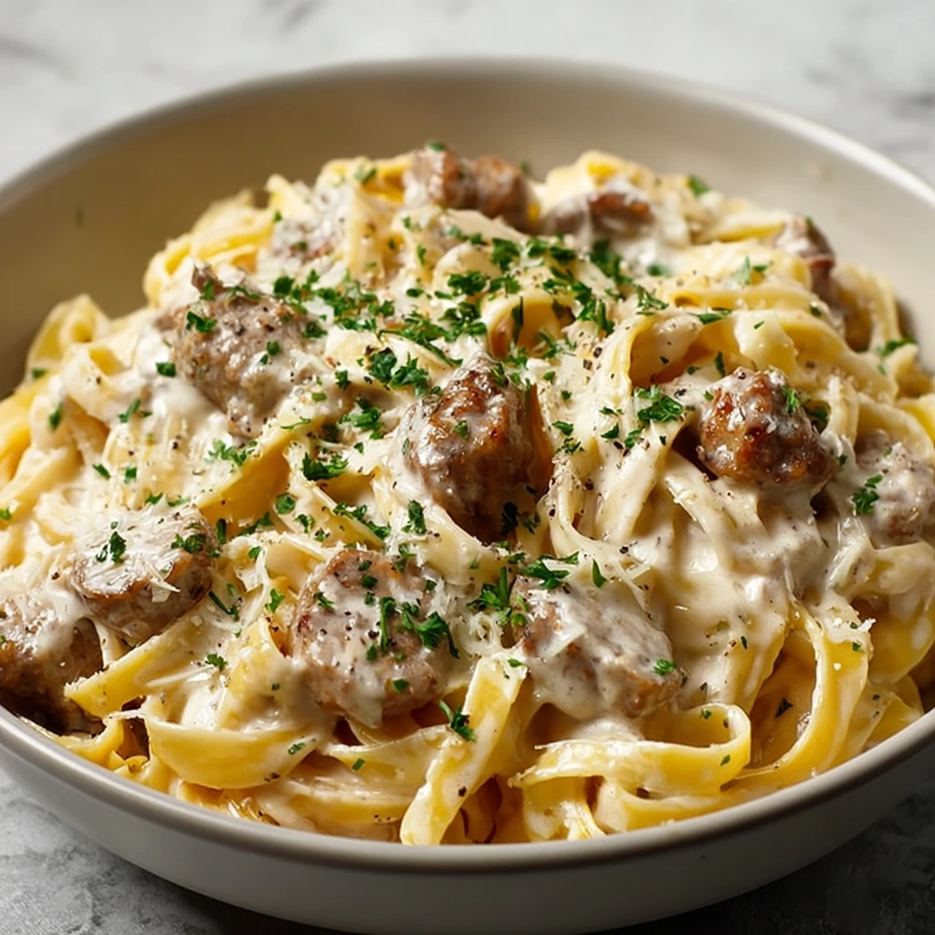 Onepot Creamy Beef Garlic Butter Pasta Recipe