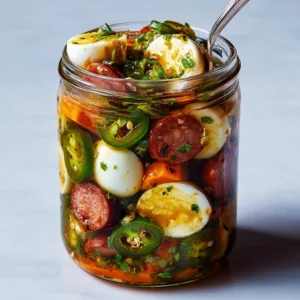 Pickled Eggs, Sausages, Jalapeños, and Carrots Recipe