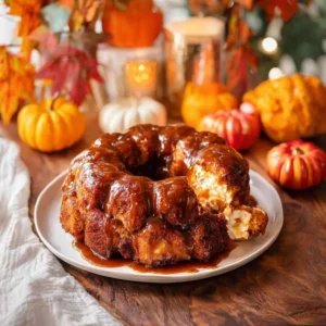 Pumpkin Monkey Bread Stuffed with Cream Cheese