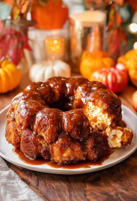 Pumpkin Monkey Bread Stuffed Cream Cheese