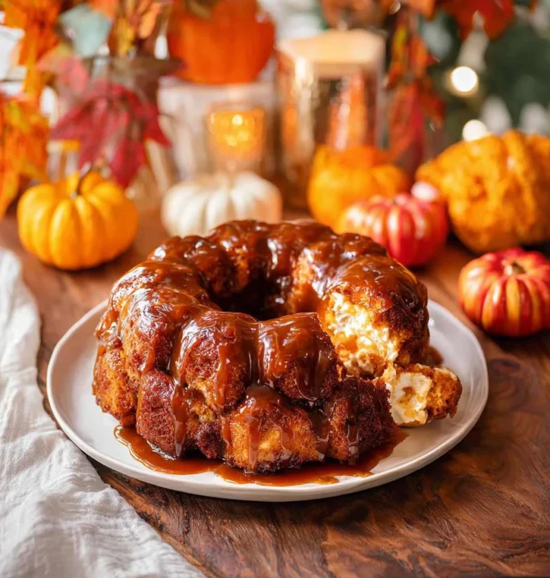 Pumpkin Monkey Bread Stuffed Cream Cheese