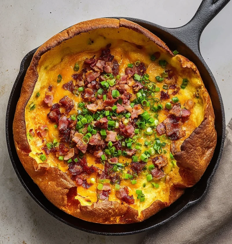 Savory Bacon Dutch Baby Cheddar Cheese