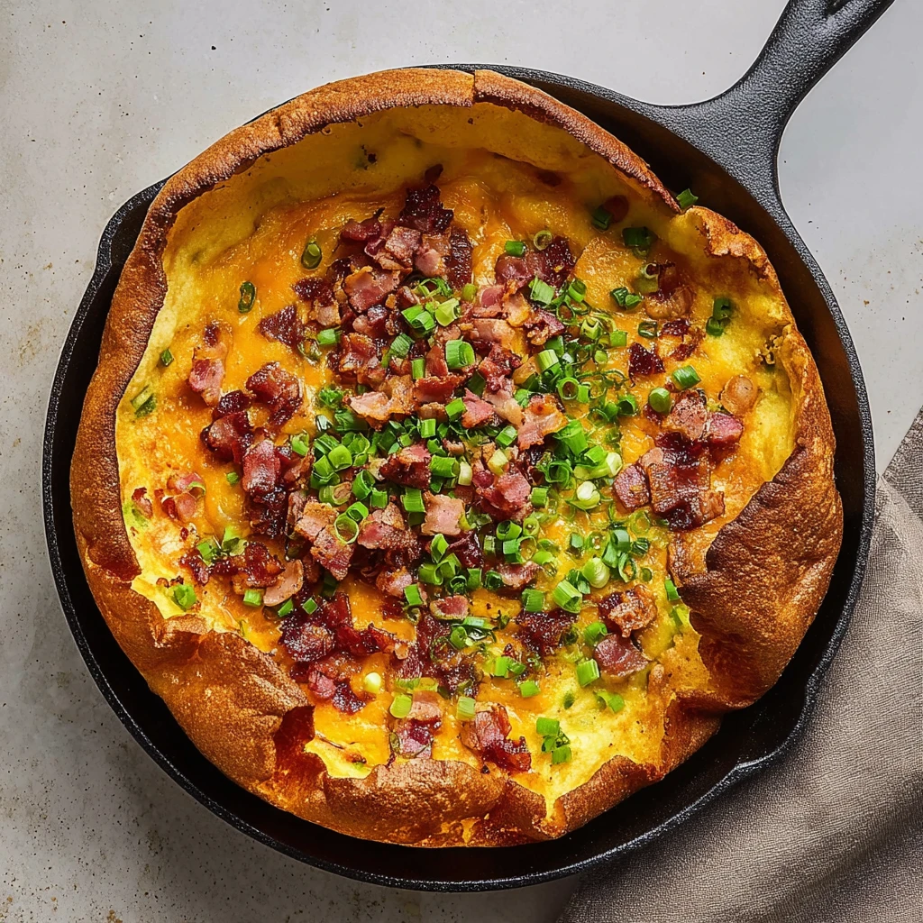 Savory Bacon Dutch Baby with Cheddar Cheese