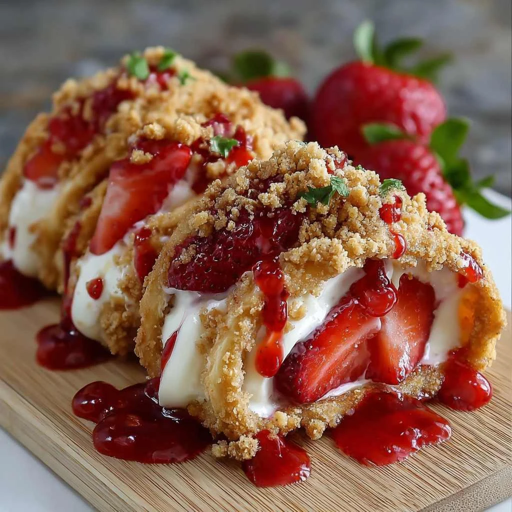 Strawberry Crunch Cheesecake Tacos Unlikely Dessert Obsession