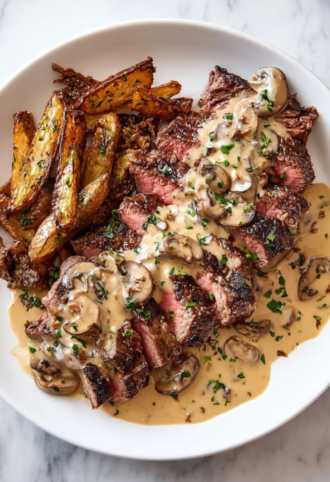Steak Bourbon Peppercorn Cream Sauce