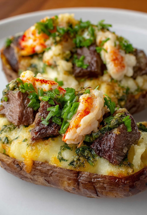 Steak Lobster Potato Skins