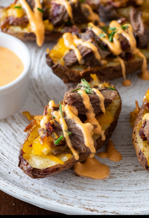 Steak Loaded Potato Skins