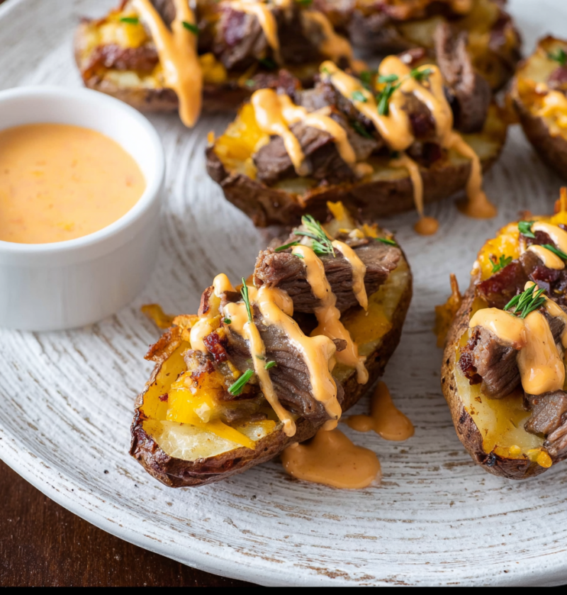 Steak Loaded Potato Skins