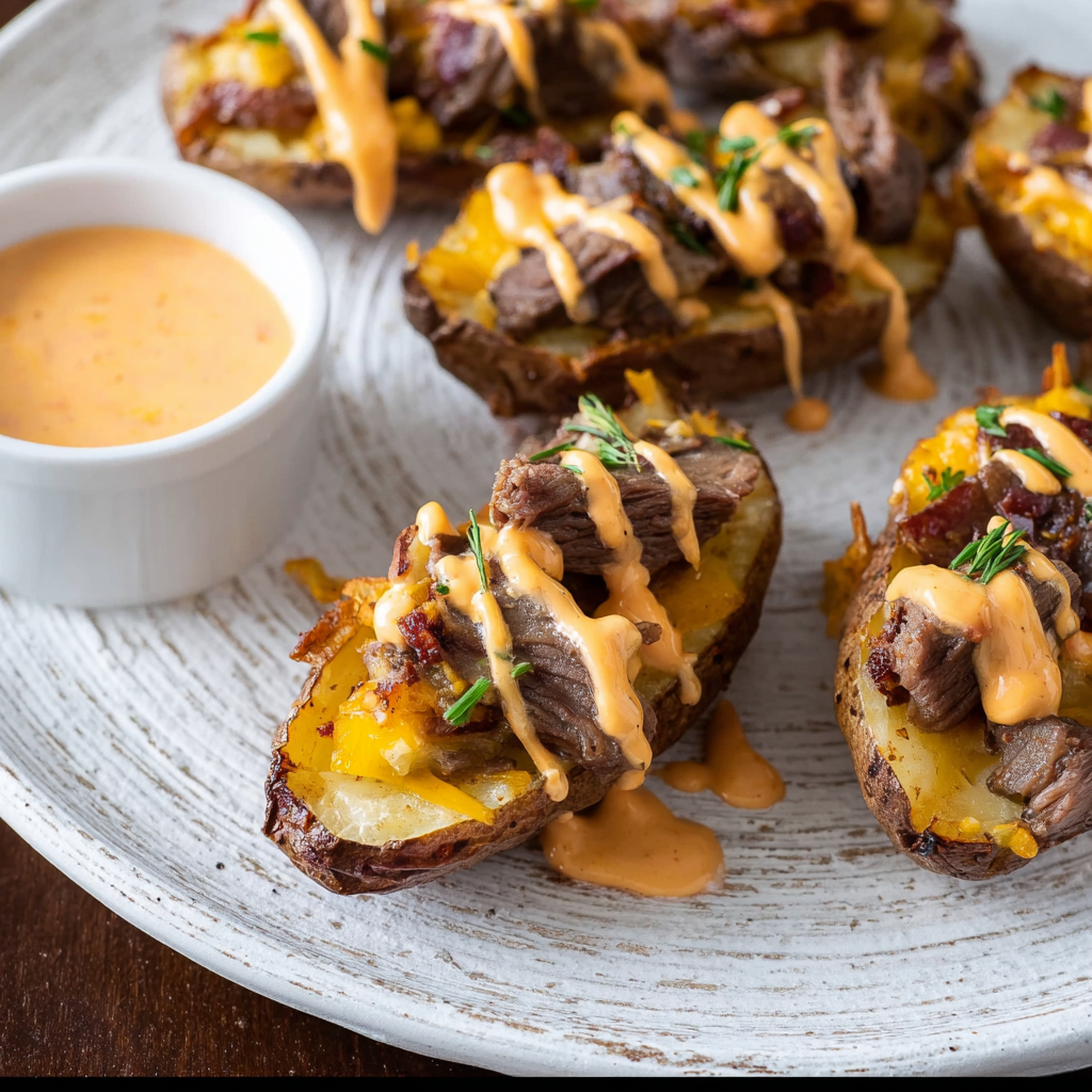 Steak Loaded Potato Skins