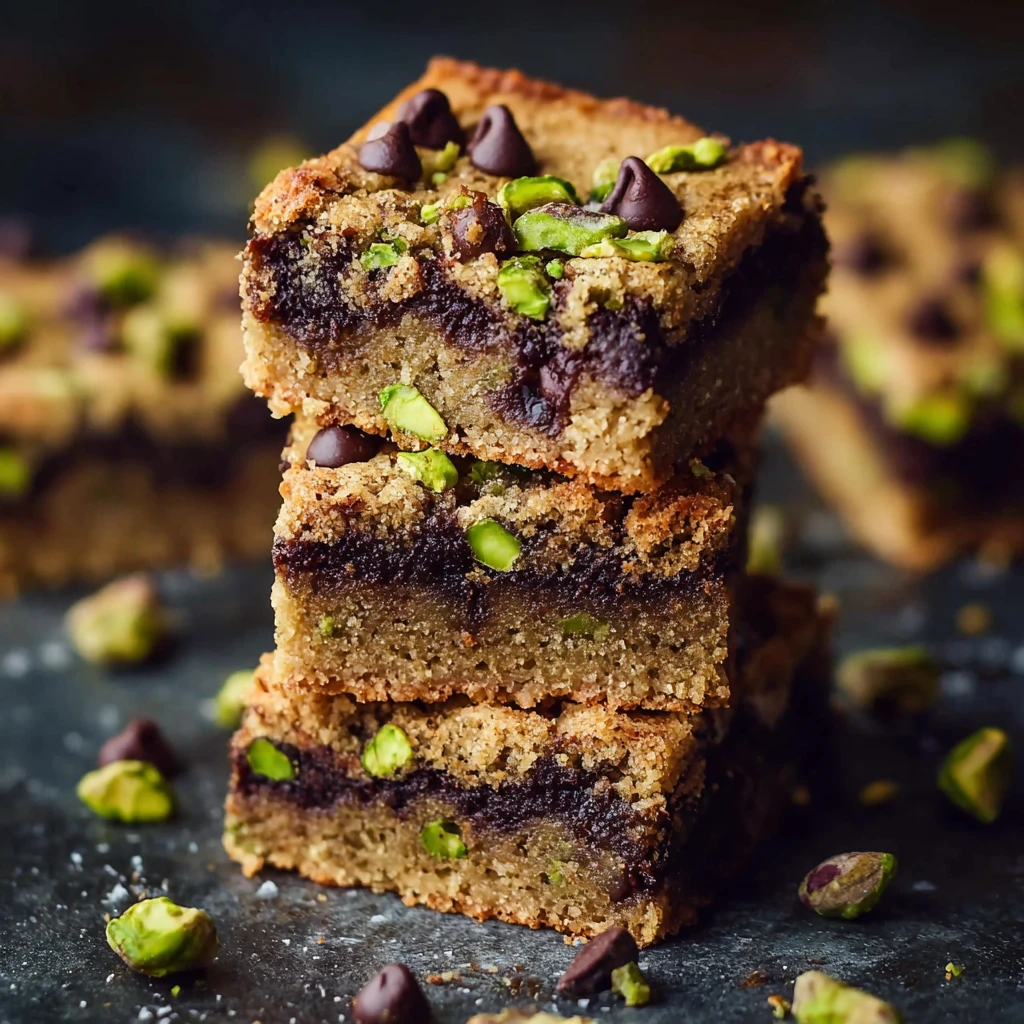Brown Butter Dubai Pistachio Chocolate Chip Cookie Bars Delight