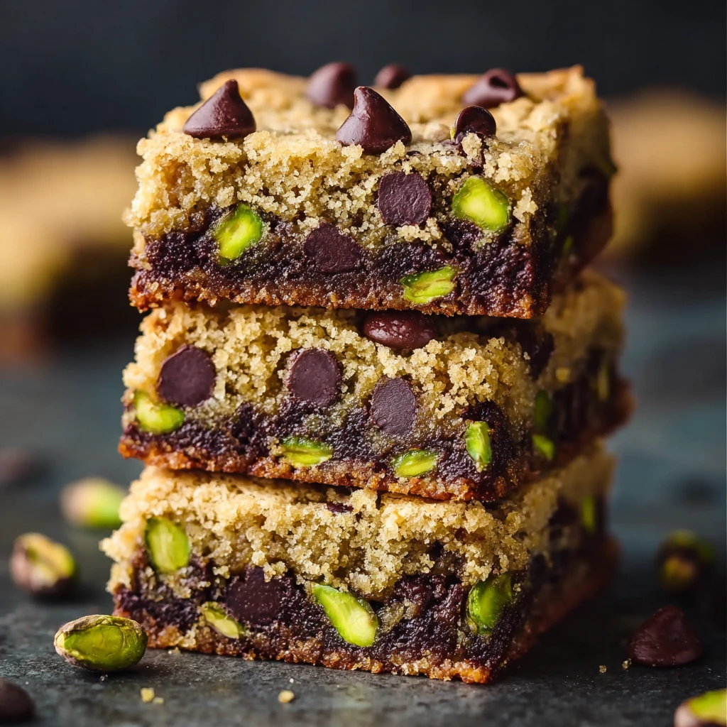 Brown Butter Dubai Pistachio Chocolate Chip Cookie Bars