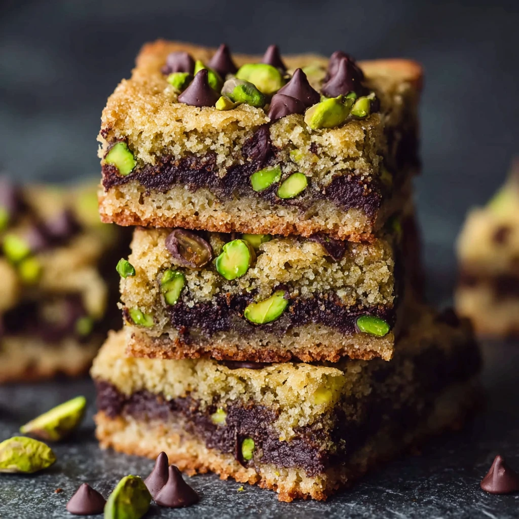 Brown Butter Dubai Pistachio Chocolate Chip Cookie Bars