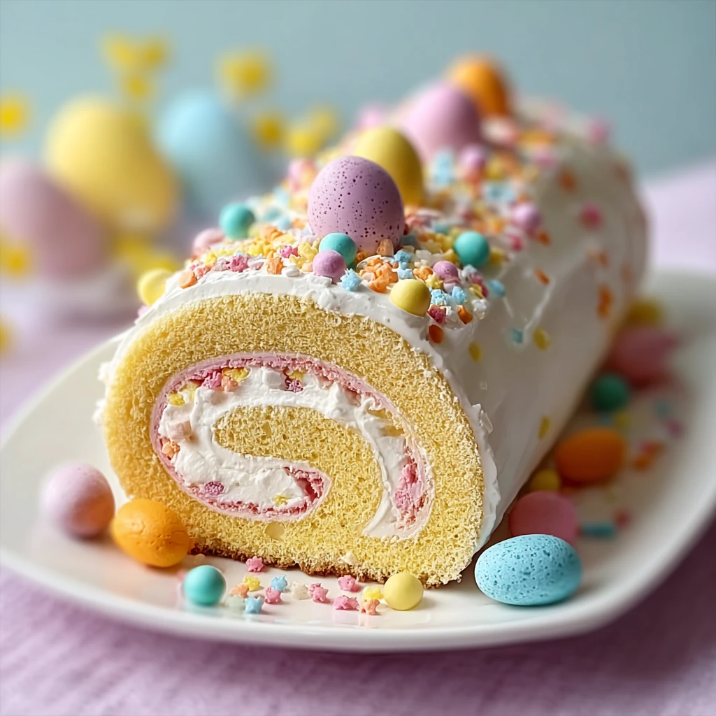Colorful Easter Cake Roll Celebrate Spring Joyful Flavors