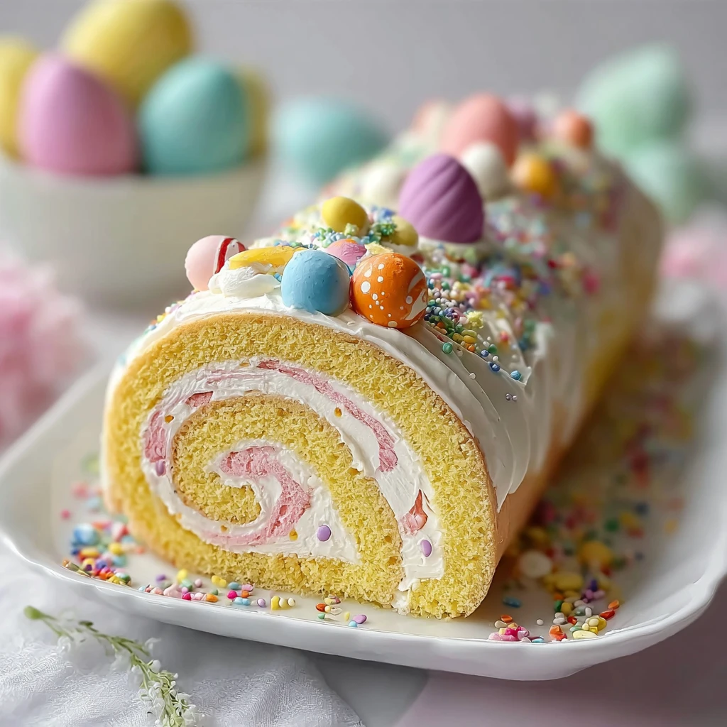 Colorful Easter Cake Roll Celebrate Spring Joyful Flavors