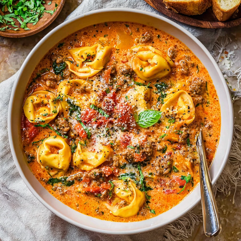 Crockpot Sausage Tortellini Soup