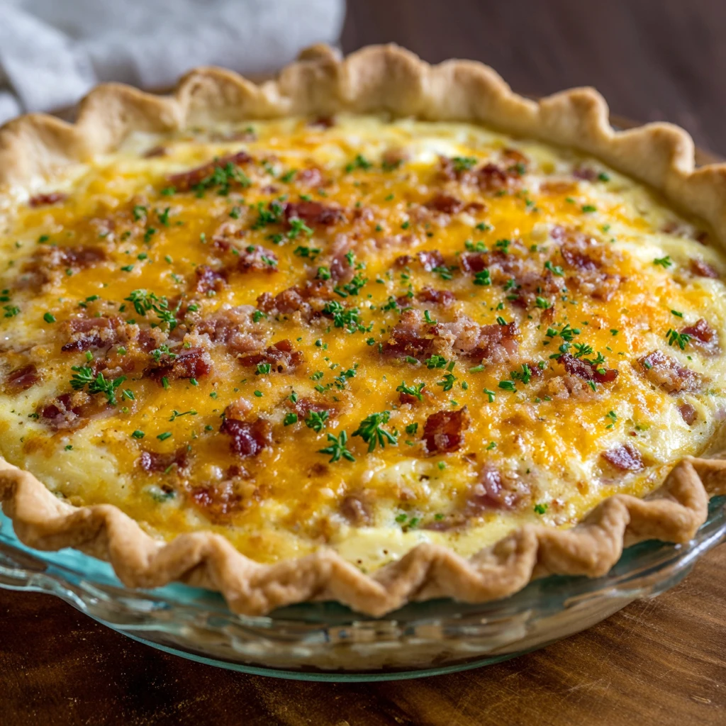 Easy Loaded Baked Potato Quiche (Bacon Cheddar Hashbrown)