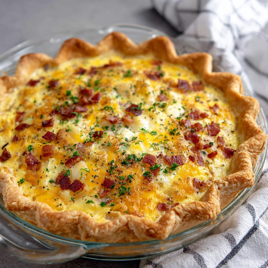 Loaded Baked Potato Quiche Bacon Cheddar Hashbrown