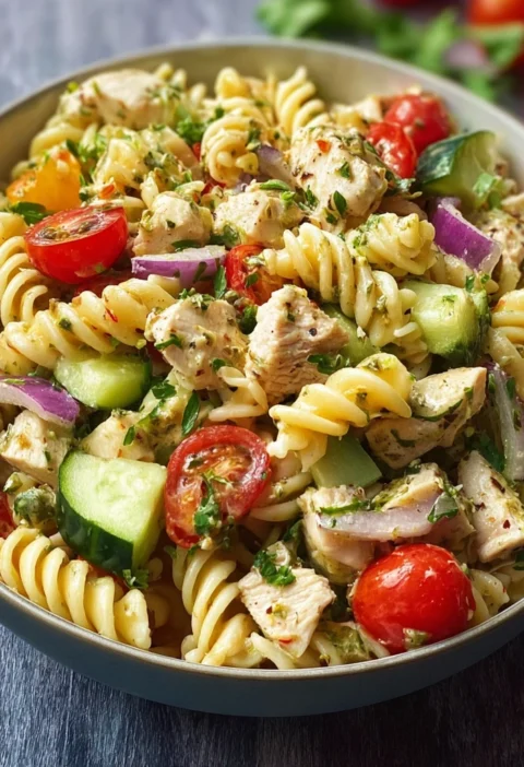 High Protein Pasta Salad Chicken