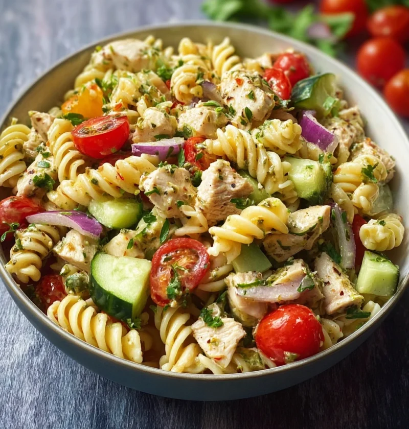 High Protein Pasta Salad Chicken