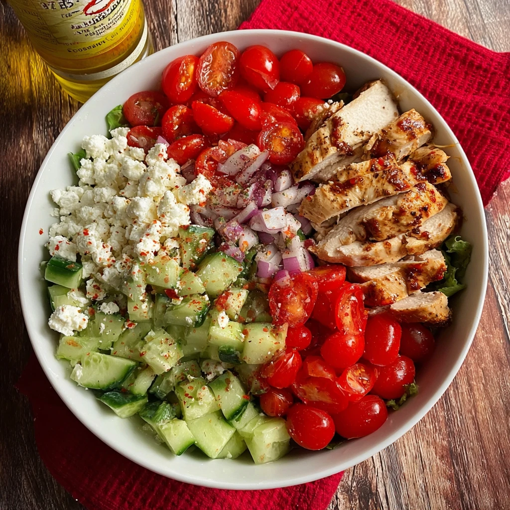 High Protein Chicken Cucumber Tomato Salad