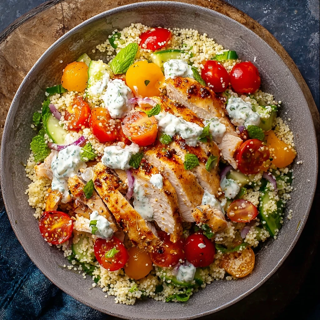 High Protein Chicken Tzatziki Salad Couscous