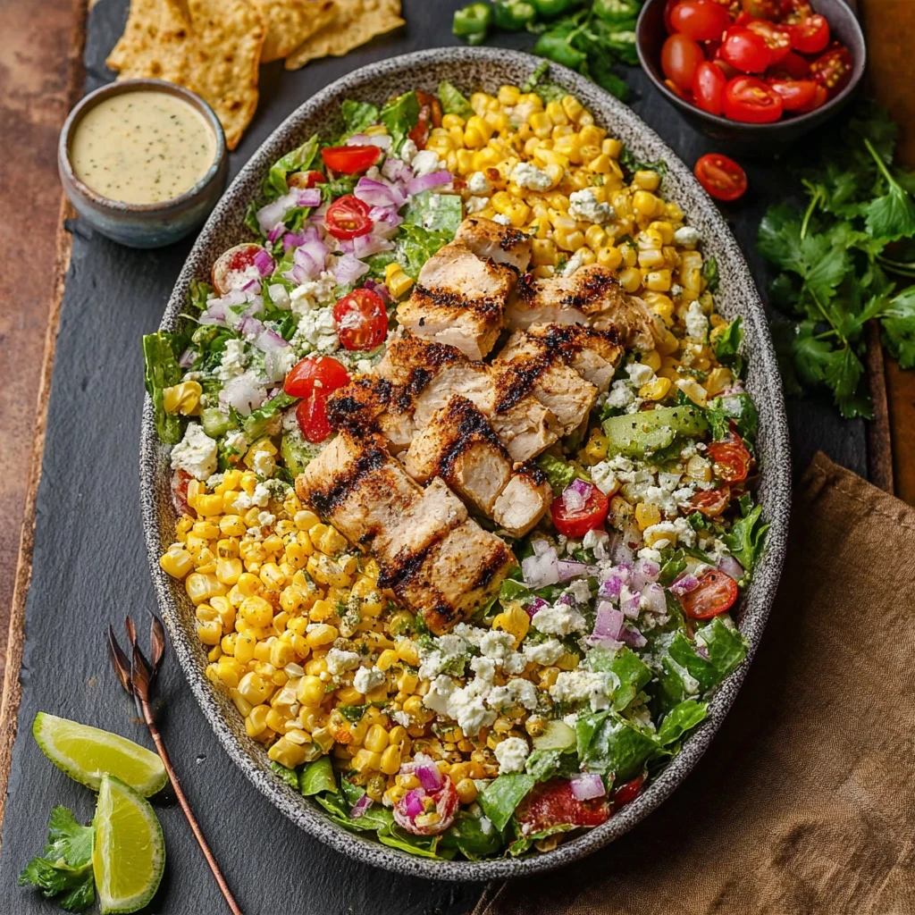 High Protein Mexican Street Corn Chicken Salad