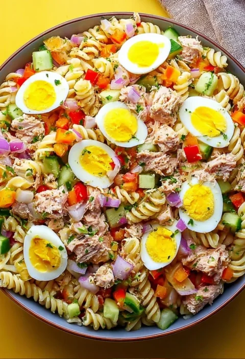 High Protein Tuna Pasta Salad
