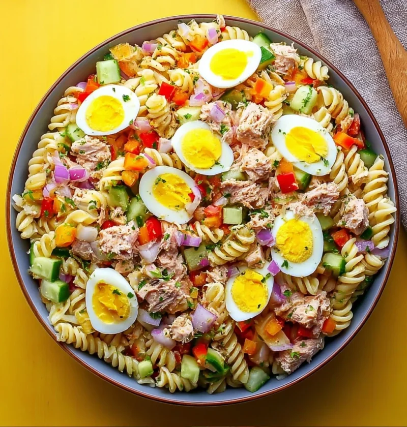 High Protein Tuna Pasta Salad