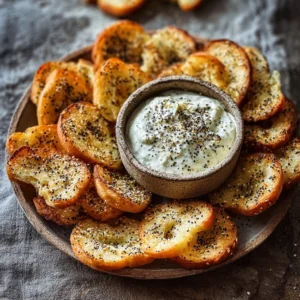 Homemade Bagel Chips with Creamy Pepperoncini Dip Bliss