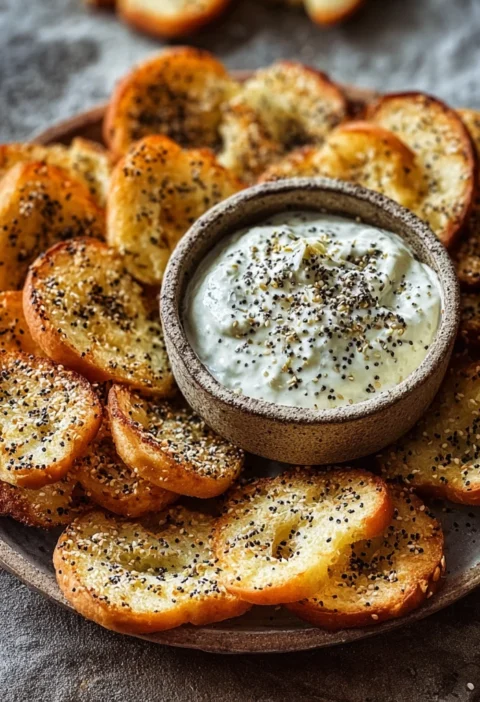 Homemade Bagel Chips Creamy Pepperoncini Dip Bliss